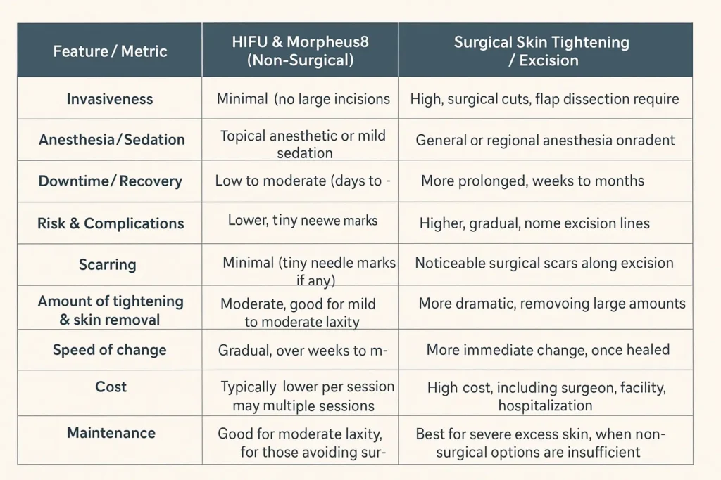 The Science of Skin Tightening 2 Table of skin tightening Walton on the Hill benefits compared to surgical options