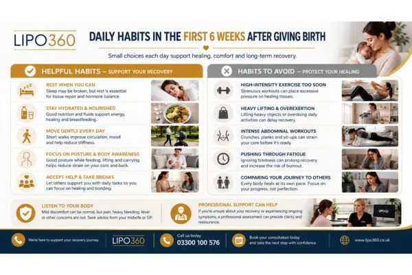 What to Do (and Avoid) in the First 6 Weeks After Giving Birth To Avoid Diastasis Recti 3 First 6 Weeks After Giving Birth To Avoid Diastasis Recti Walton on the Hill : Daily Habits in the First 6 Weeks After Giving Birth